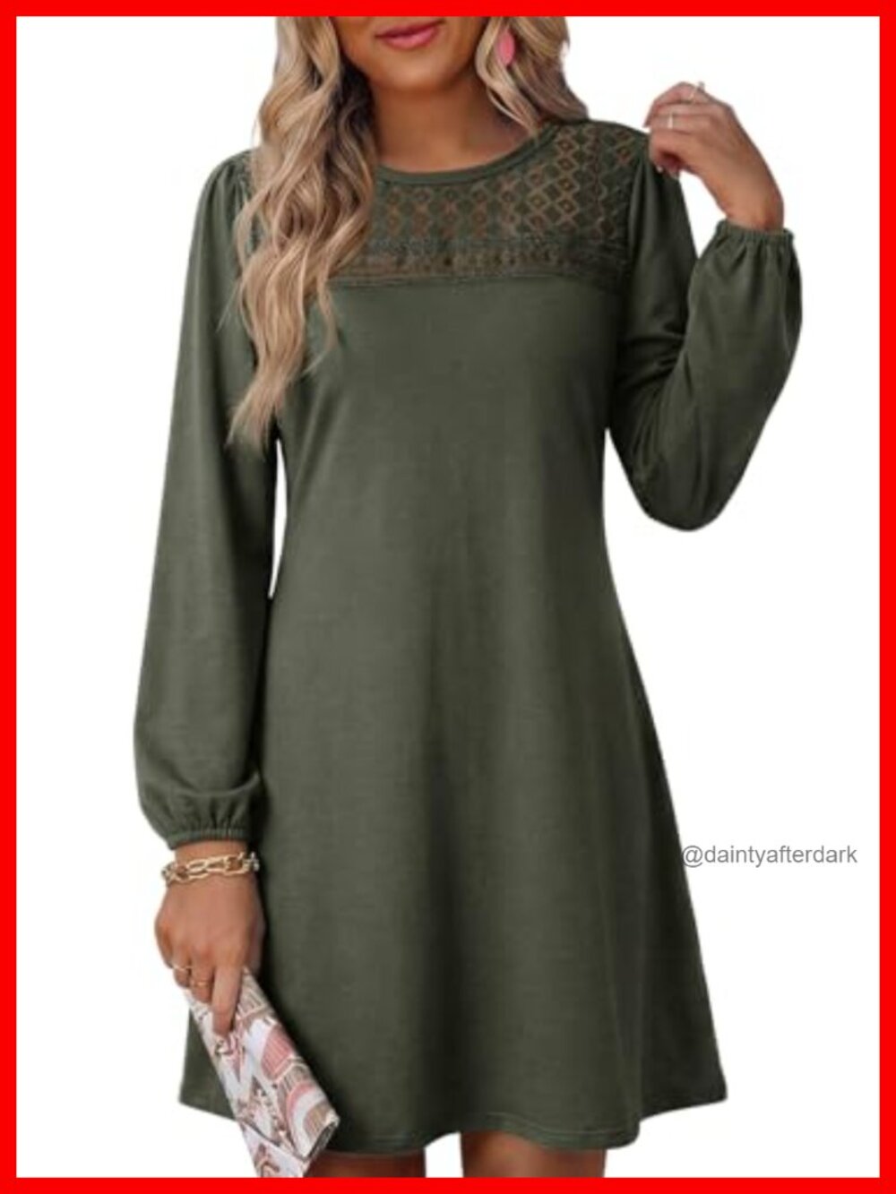 Dokotoo Long Sleeve Crewneck A Line Babydoll Mini Dress Women's